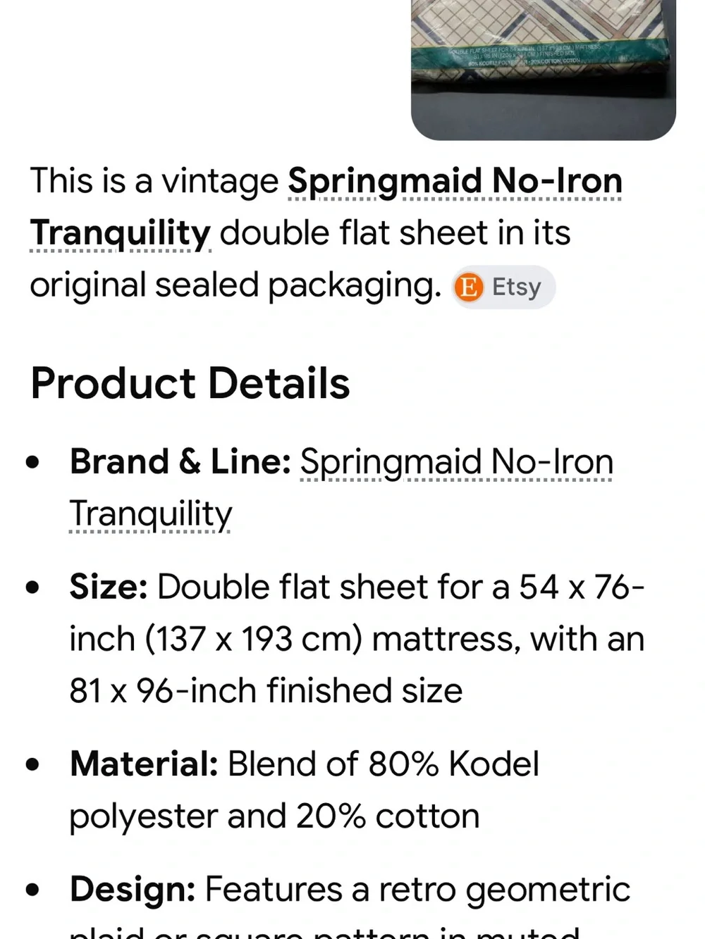 Springmaid Carlton Ii. Double flat sheet.